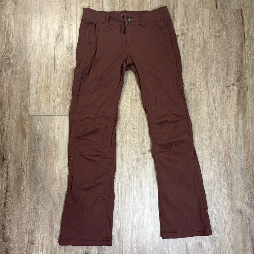 Prana Halle Low Rise Bootcut Pant Brown Size 0 Short Inseam Hiking Climbing